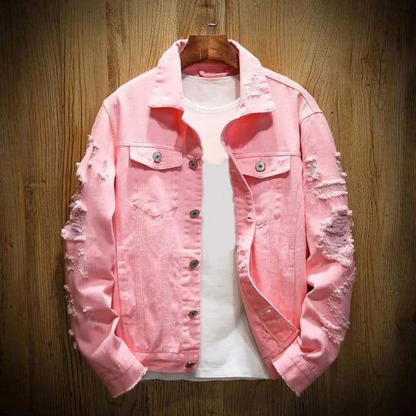 Ripped Hole Jean Men Jackets Outerwear Warm Denim Coats Turndown Collar Loose Buttons Men Denim Jackets Solid Color Denim Coat 260403