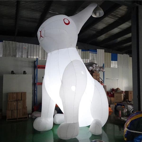 Giant lovely lighting inflatable white rabbit Bunny model animal replica for advertising or Easter event decoraction
