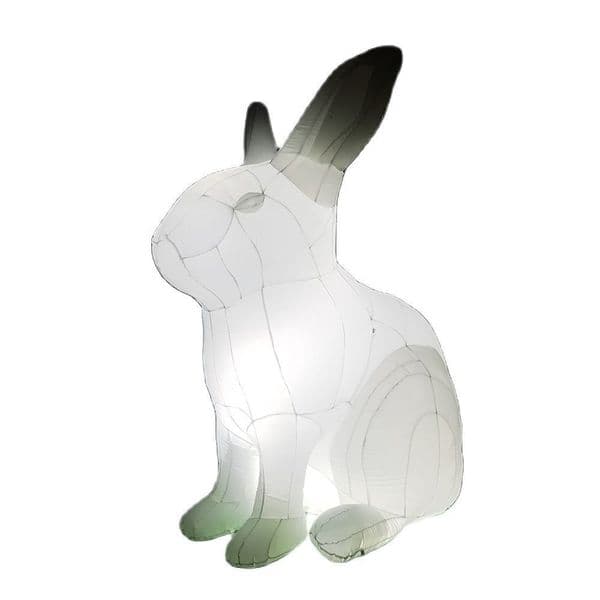 Free delivery Giant lighting inflatable white Squatting rabbit Bunny model animal replica for advertisement or Easter event decoraction