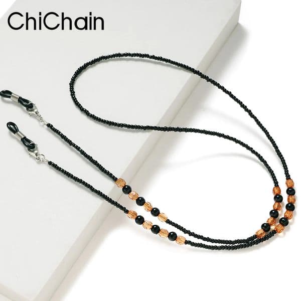 Fashion Acrylic Bead Crystal Glasses Neck Strap Chain string for Eyeglasses Black Beads Necklace Sunglasses Cord Rope Lanyard 260403