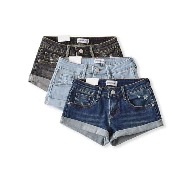 Low Waist Sexy Washed Cuffed Denim Shorts Womens Summer 2025 American Style Sexy Slim Fit Butt Covering Versatile Pant 260330