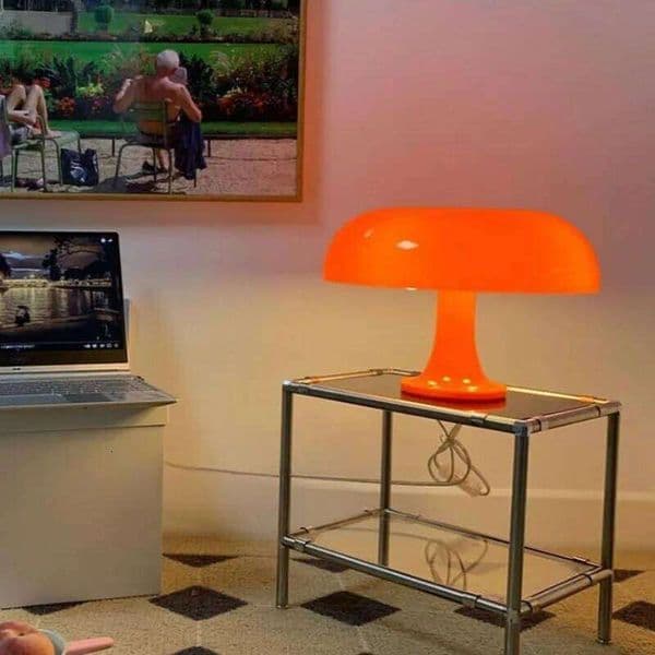 Orange Mushroom Vintage Space-Era Table Light Trendy Minimalist Bedroom Decor Photo Prop Night Lamp for Modern Home 26W0406