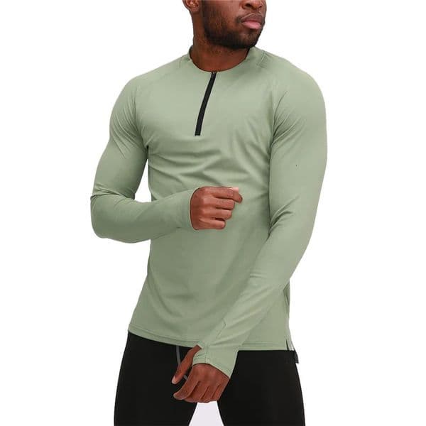 Men Sports Half Zip Long Sleeve Compression Gym Sportswear Breathable Jogging Training Running Long Shirts Fashion Top 260403