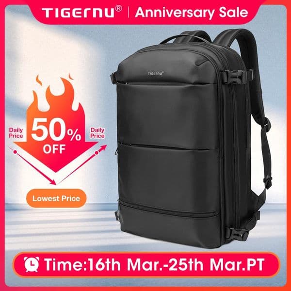 Tigernu Expandable Vacuum Compression 27L-37L Hiking Travel Laptop Backpack For 17inch Storage Pack Luggage With USB Port260324
