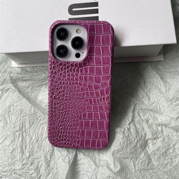 Retro irregular crocodile skin pattern iPhone 17 phone case half cover 15 Promax solid color 14
