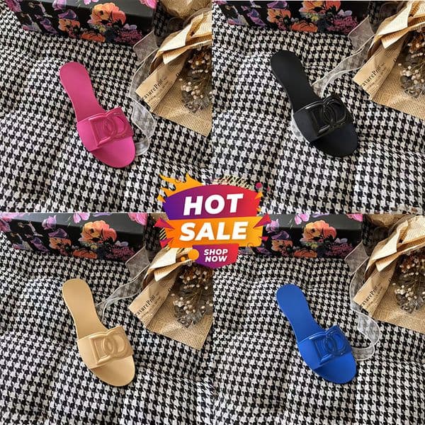 Sandals Designer Women Interlocking Slides Rubber Slippers Heel Ladies Flat Beach Jelly Script Blue Summer Fall Mules Outdoor Waterproof with Box