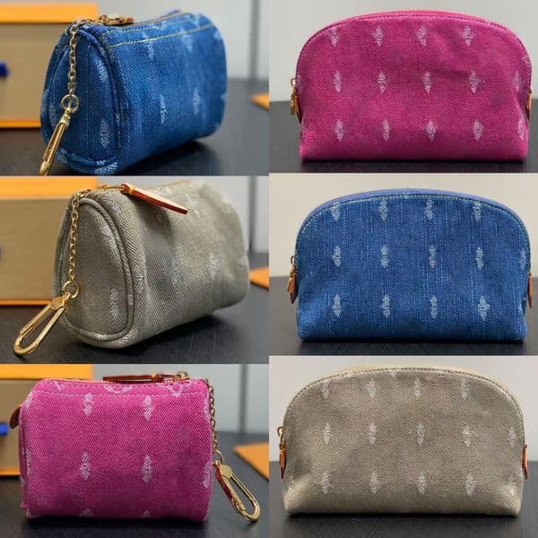 Trousse Blue Denim m27604 m28280 m27605 m27946 top Quality Leather Keychain Classic bag chain Designer Keyring Cute bag charm for women girl Christmas gift