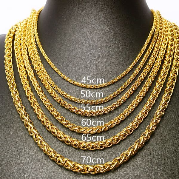 Flower Basket Chain 18K Gold Plated Stainless Steel Necklace for Women Men Rope Curb Link Chains Punk Hip Hop Jewelry Gift 3 4 5 6 7 8 mm 18 20 22 24 26 28 32 inch Not Fade