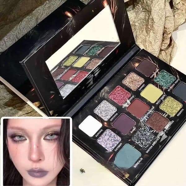 Purple Chameleon 15 Color Eyeshadow Palette Shimmer Glitter Matte Metallic Halloween Makeup Look Eye Shadow Palette Z260406