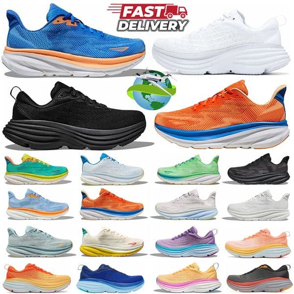 free shipping designer running shoes clifton 9 runner carbon x2 triple black white light blue outdoor sports trainers lifestyle shock absorption size 3645