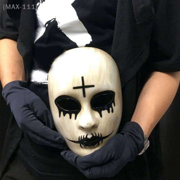 F2-MAX-111Halloween Cosplay Mask for Adults-Horror Movie Theme Anonymous Face Mask,Party Costume Prop&Scary Giftfor Kids Party 26Y0406