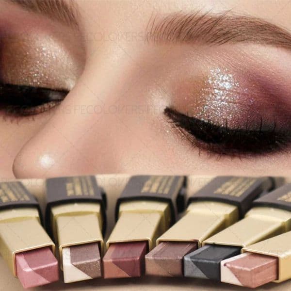 1pc PECOLOVERS Aurora Shimmer 2-Tone Gradient Glitter Eyeshadow Stick - Long-Lasting Waterproof Formaldehyde-Free Z260406