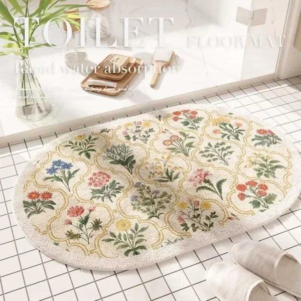 Fresh American floral absorbent floor mat bathroom door bathroom mat non-slip mat bathroom door floor matT2600406