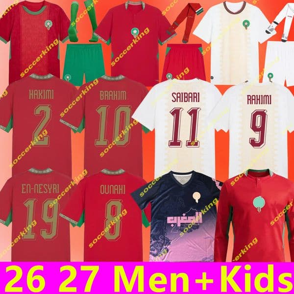 25 26 27 Morocco 2 stars Soccer Jersey 2025 2026 2027 Maroc Home Away Fans Player Men kids World Cup 2026 Football Shirt Kit HAKIMI BRAHIM EL AYNAOUI ZIYECH OUNAHI RAHIMI