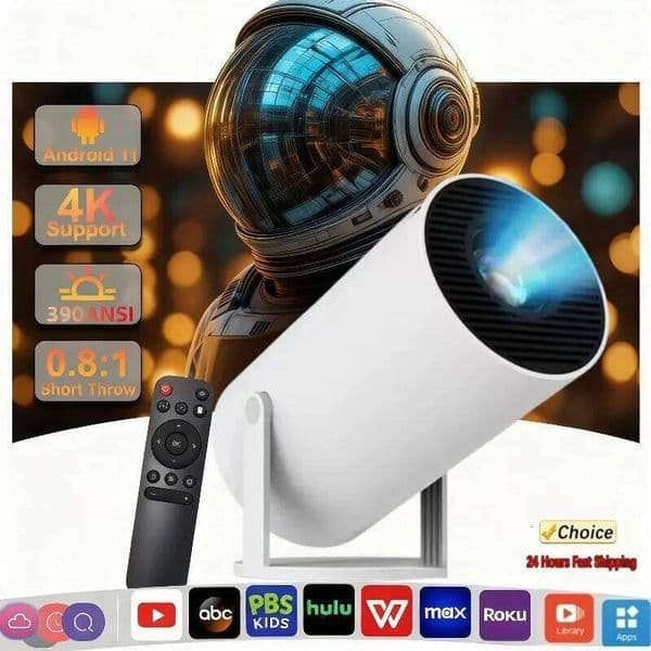 New HY300 Projector 4K Android 11 Wifi6 290ANSI Allwinner H713 BT5.0 1080P 1280*720P Cinema Outdoor Portable Projetors 26W0406