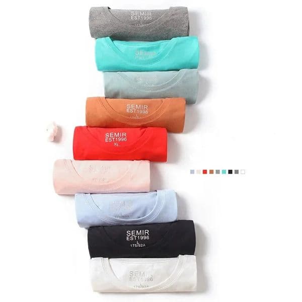 Semir Summer Cotton T Shirts Men Simple O Neck Stretch Solid Tops Clothing Casual Tshirt Man Streetwear Cool Tee Shirts 260402