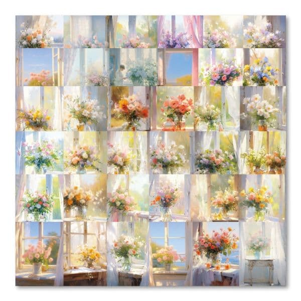 55 windowsill flower oil painting sticker art hand account refrigerator suitcase ins creative sticker waterproof high value