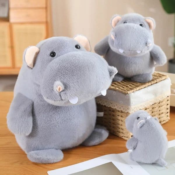 Cute Fluffy Hippo Plush Toy Soft Stuffed Cartoon Hippopotamus Animal Doll Home Decoration Baby Kids Birthday Christmas Gifts 260401