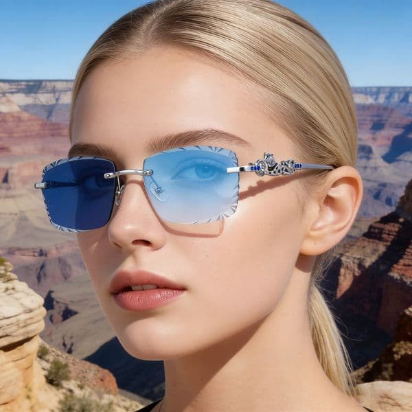 2026 New Fashion Frameless Color-Changing Women with Diamond-Cut Edges and Leopard Pattern, Trendy Sunglasses for Men,