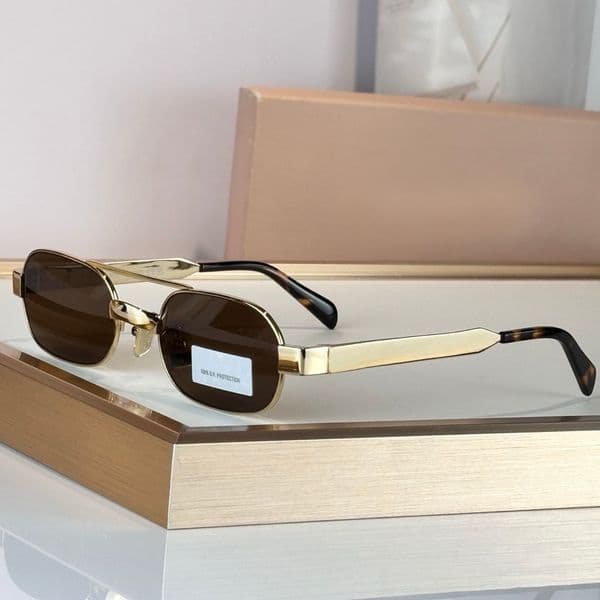 Gold Metal Pilot Sunglasses Gold Double Brush Brown UV Protection Sunglasses for Women Men Designer Sun Glasses Sun Shades in Summer