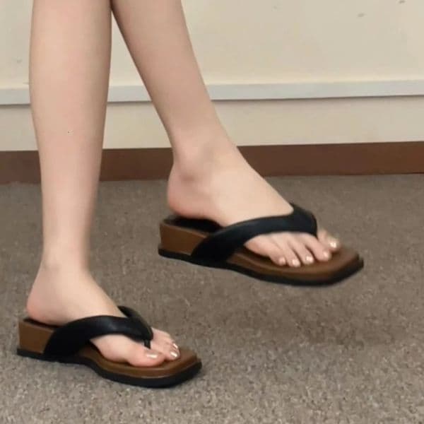 Wedges Heel Women Clip Toe Slippers Concise Comfort Non Slip Beach Vacation Slides 2026 Summer Ladies Concise Flip Flop Shoes 260330BJ