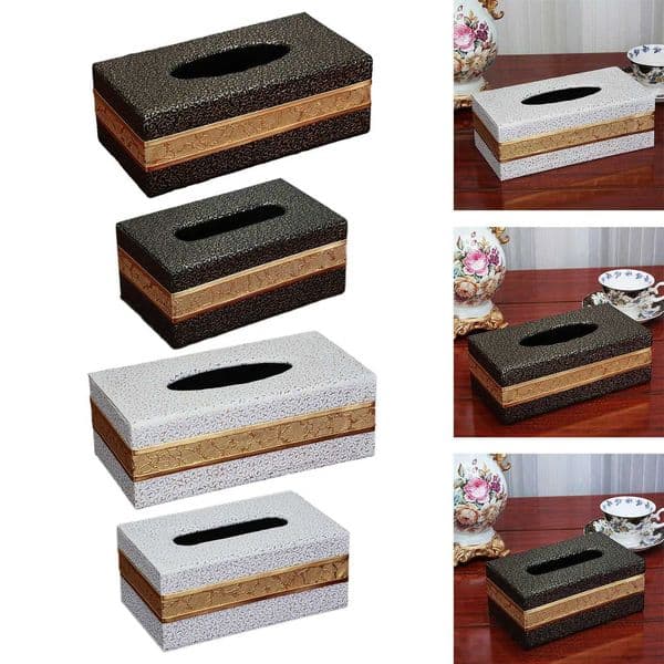 Stylish Rectangular Tissue Box Cover Pumping Paper Case for Hotel Car HomeT260403
