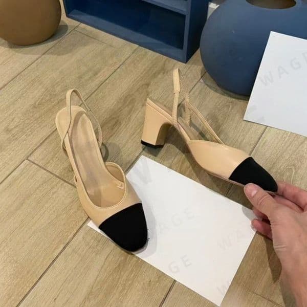 2026 New French Style Spring Autumn Women's Shoes, Color Block Chunky Heel Flat Closed Toe Slip-On Loafers Backless Shallow Mouth Non-Slip Comfort Daily Walking Shoes -3