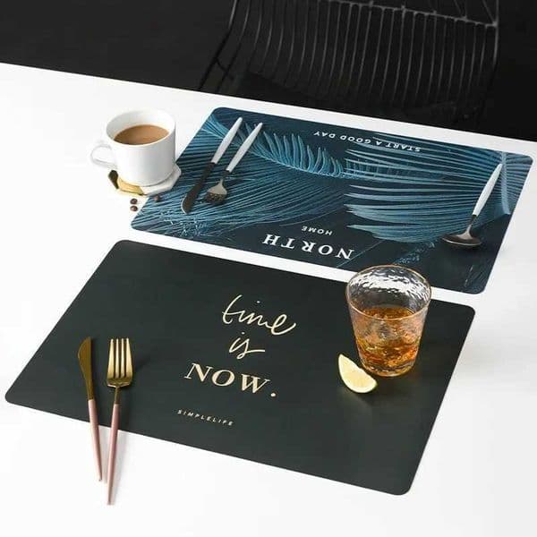 Inyahome Waterproof Wipe Clean Plastic Placemats Set of 1/4/6 for Kitchen Dinner Table Place Mats Dining Office Placemat PlasticT260403