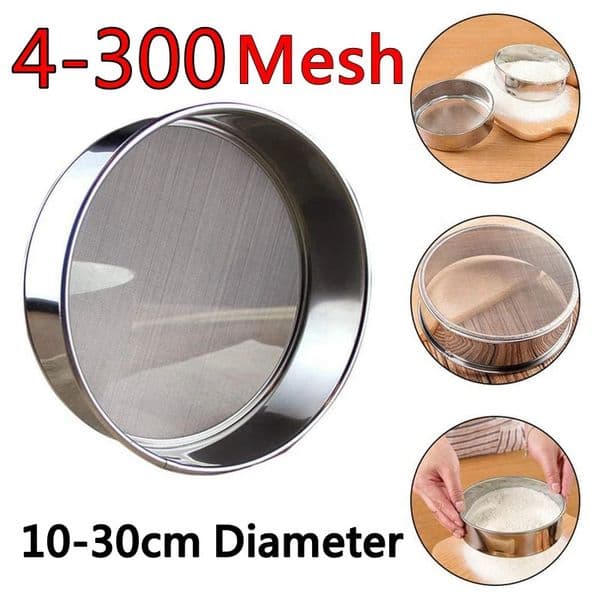 4-300M Round 304 Stainless Steel Flour Sieve Kitchen Food Bean Filter Screen Lab Powder Filter Sieve Strainer Sifter Baking 260403