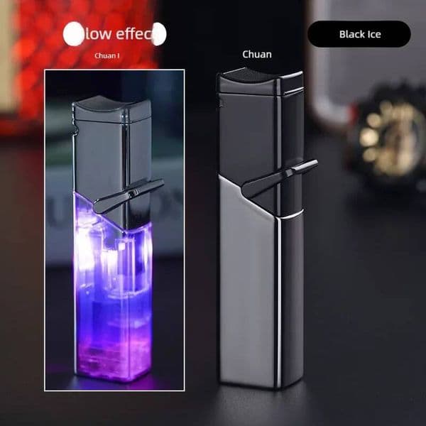 Creative Four Blue Flame Gas Lighter With Super Power Cigar Transparent Appearance Men's Gift Cigarette Accessories