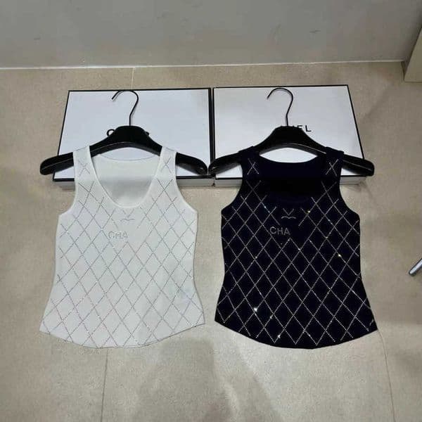 Women's Tanks & Camis Designer Spring Summer New Knitted Letter Rhinestone Diamond Sleeveless Pullover Vest Slim Fit Versatile Top 003H