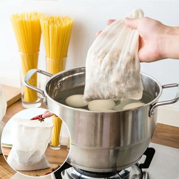 Cotton Cloth Bag Reusable Locking Spice Strainer Mesh Filter Chinese Medicine Herbal Ball Cooking Tools Colander Soup Tea Bag 260403
