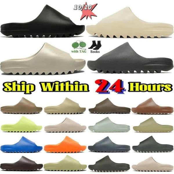 Designer slides for men slippers onyx Bone Azure Flax Pure restock pair Ochre glow green Resin Soot black Core womens sandals mens solid slide classics form slippers