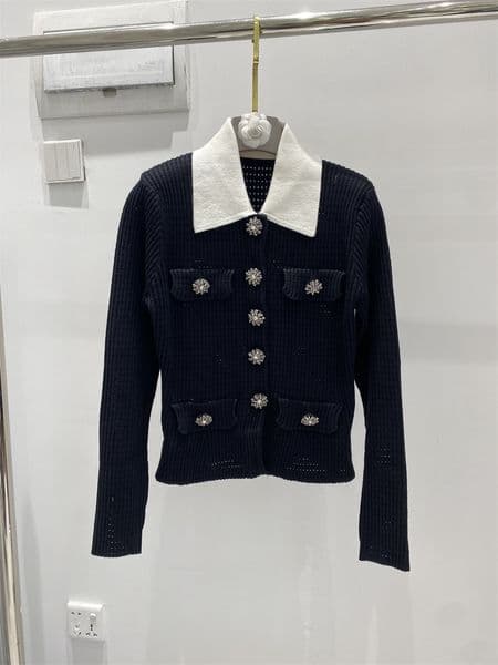 2026 Spring Summer Women Top Lapel Neck White Black Cardigan Long Sleeve Fashion ailin