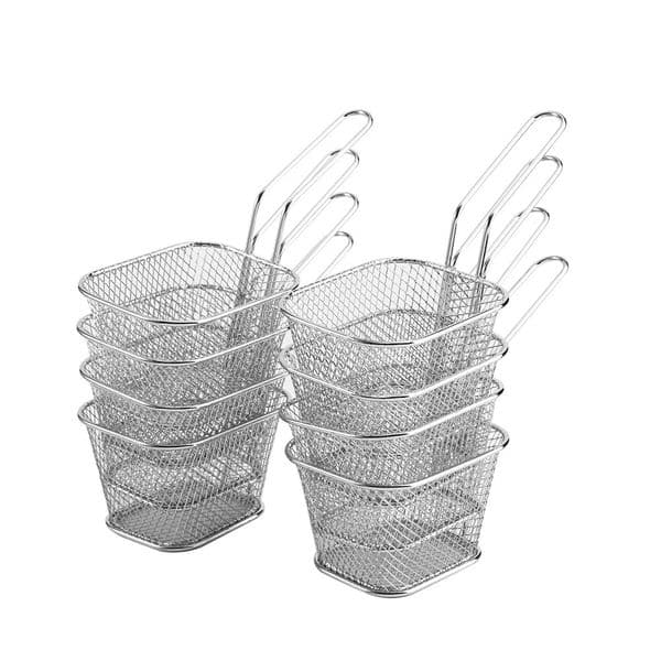 8Pcs French Fry Serving Baskets Mini Stainless Steel Chips Deep Fry Baskets Food Presentation Strainer Potato Cooking Tool 260403