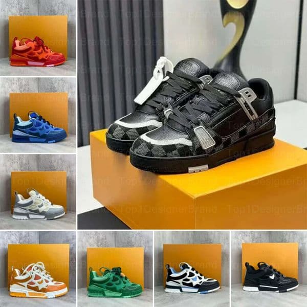 2026 New Skate Shoes Designer Men Women Sneakers Casual High Quality Fashion Running Lace-up Low-top Sport Breathable ly leather flower