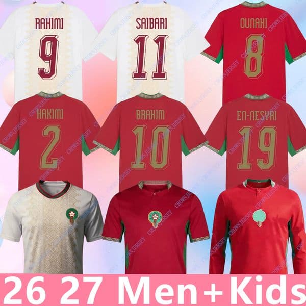 Morocco jerseys 26 27 HAKIMI T Shirt Brahim Player Youth Sport Football T Shirt Classic Training HAKIMI OUNAHI SAIBARI Sweat world cup 2026 Jersey Top Morocco man kids
