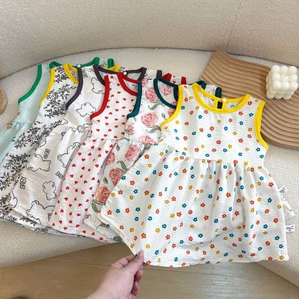 Fashion Printed Sleeveless Girls Dress Newborn Princess Dress Baby Girls Clothes Baby Girl Leisure Dress Baby Clothing L260406