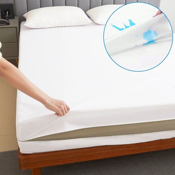 Waterproof Mattress Protector with Zipper Soft Breathable Noiseless Antibacterial Anti-mite Mattress Cover Queen/King 260402
