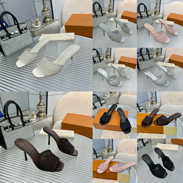 Womens 6 AM Mule Embroidered Fabri 1AK1ZH Womens Kitten Heel Refined Look Designer Lace Wide Front Strap Luxury Leather Outsole Size 35 43