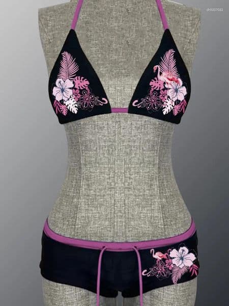 Women's Swimwear 2026 Summer Bikini Set Fashion Casual Print Laced Up 2 Piece Women Sexy Beach Slim Split