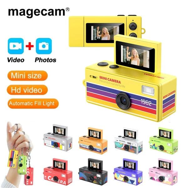 Magecam Digital Camera 180 Flip Screen Selfile Keychain Camera Retro Support Memory Card HD Very Small Camcorder Video Recorder 260403