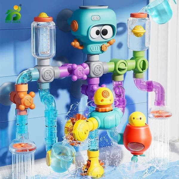 Baby Bath Toys with Strong Suction Cups Tubes Spinner Squirt Water Game Set Toddlers Kids Shower Pool for 3 Years Children Gifts 260407