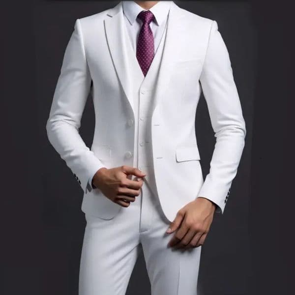 Suit Blazer Vest Trousers Mens Fashionable Gentleman Business British Style Solidcolor Banquet Host Casual Wedding 260407BJ