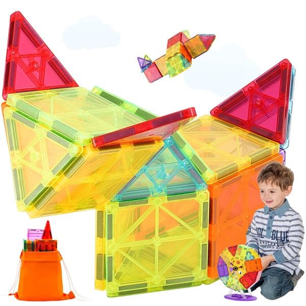 SucceBuy 180PCS Magnetic Building Blocks Construction Children Magnet Tiles Montessori Educational Toys for Kids Birthday Gifts 260407BY
