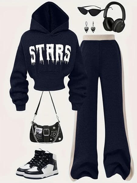 Autumn And Winter Womens Childrens Casual Fashion Hooded Short JacketLoose Pants Sports TwoPiece Set 260407