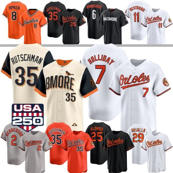 Orioles Baseball Jersey Baltimore Jeremiah Jackson Holliday Gunnar Henderson Adley Rutschman Pete Alonso Bautista Mayo Cowser Basallo Bradish Rogers Beavers