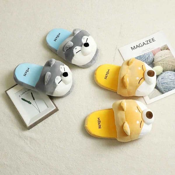 Cute Cartoon Plush Dormitory Home Slippers Women Dog Shiba Inu Husky Indoor Household Slipper Warm Cotton Slippers Couple Shoes T251212