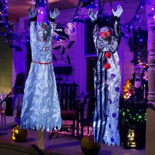 Designer Halloween Animatronics Decoration Hanging Clown Nurse Voice gift set Control Electric Outdoor Scary Clearance Horror Haunted House Props Decoration 5