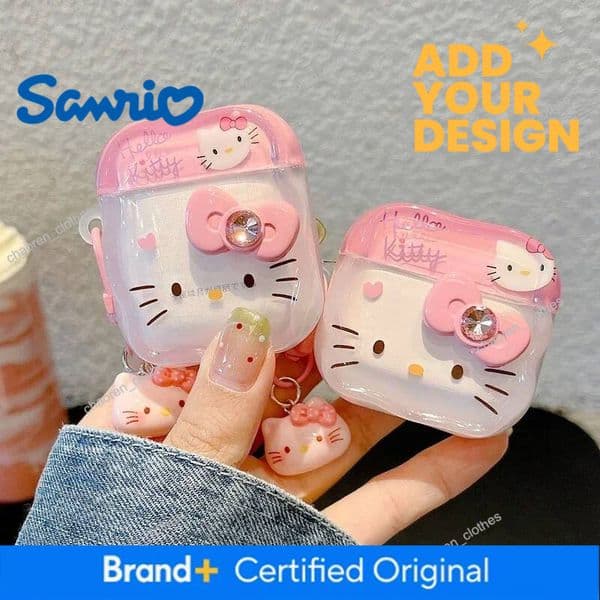 Designer Earphone Case For Airpods 1 2 3 4 Pro 2 Cute Sanrio Hello Kitty Wireless Bluetooth Headset Protective Soft Cover With Pendant Luxury Goods
